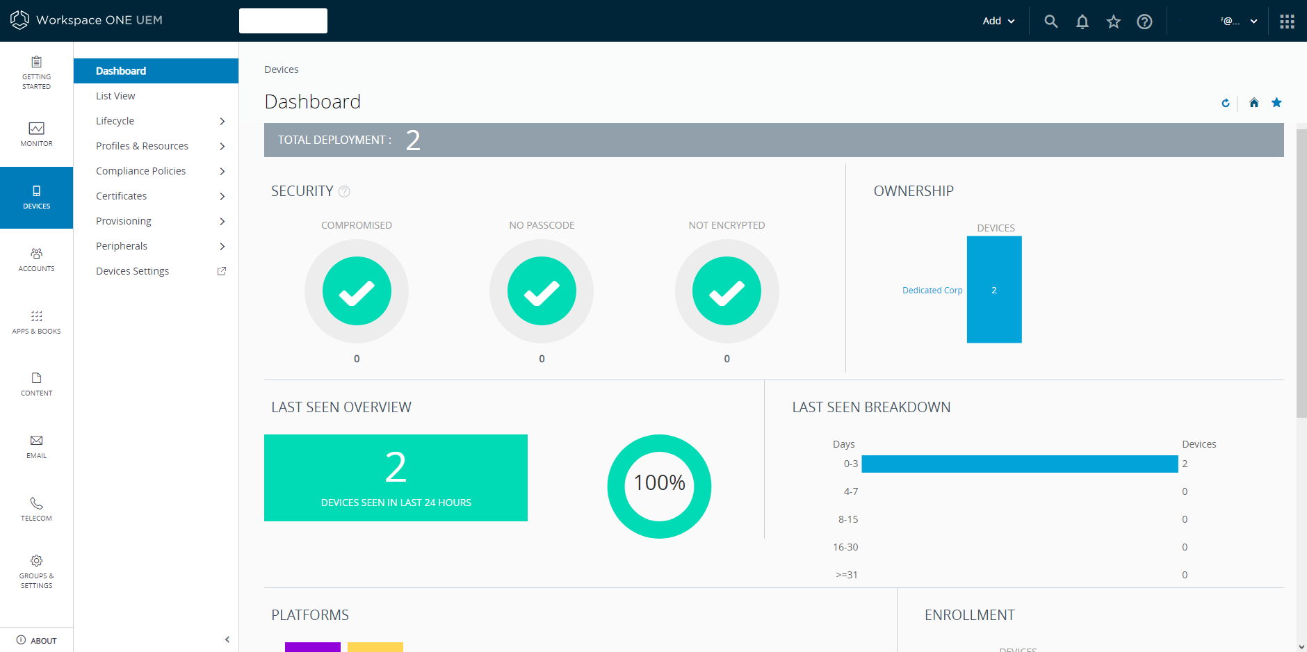 AirWatch Workspace ONE Console