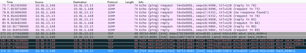 Failed Ping capture